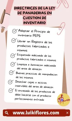 directrices de ley de panaderias y pastelerias en temas de inventario en peru